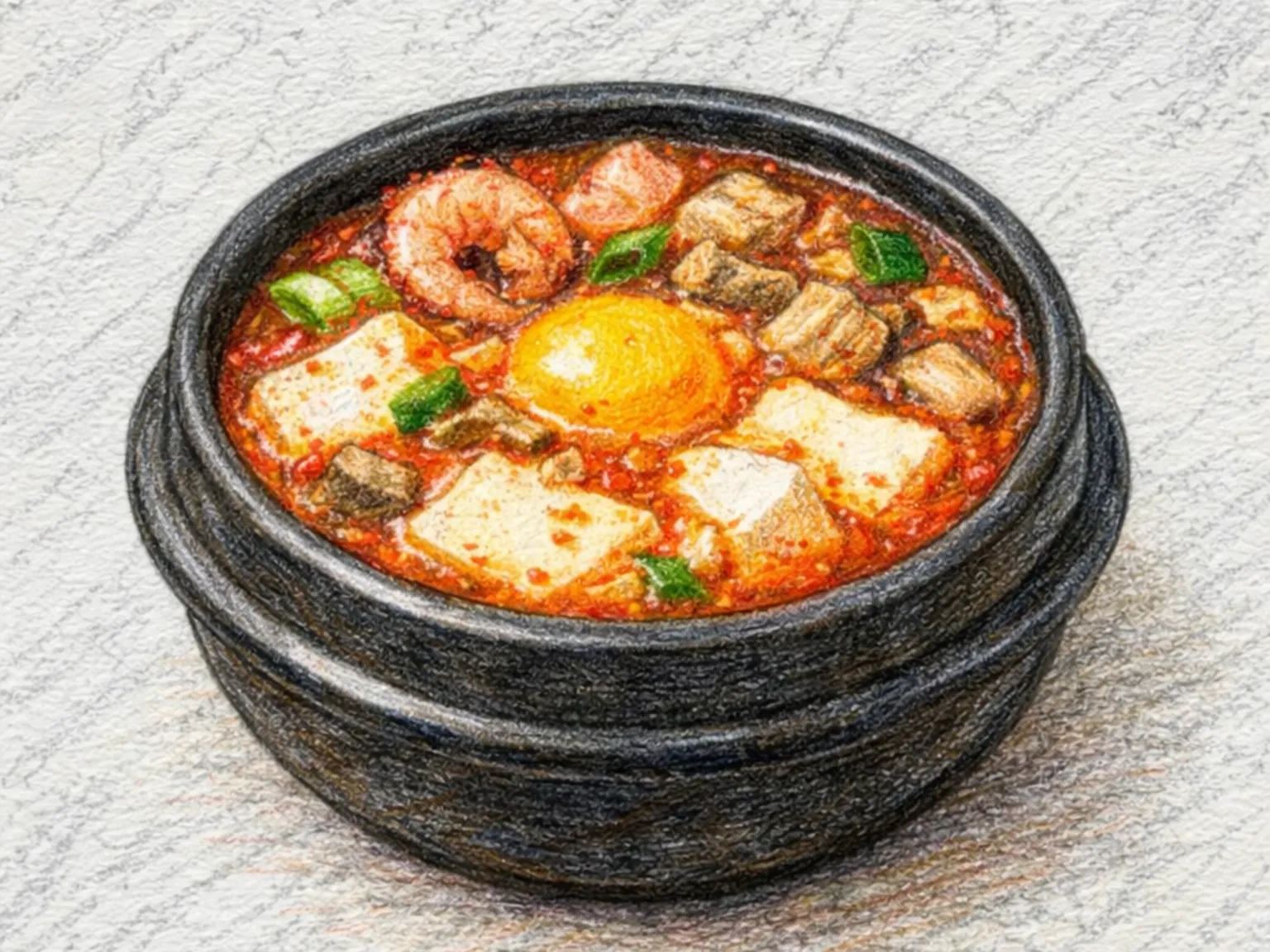 Sundubu jjigae in a stone bowl