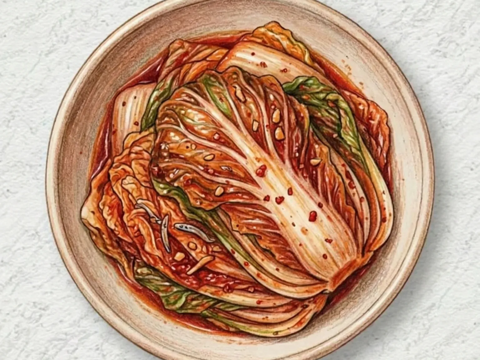 Freshly seasoned napa cabbage kimchi