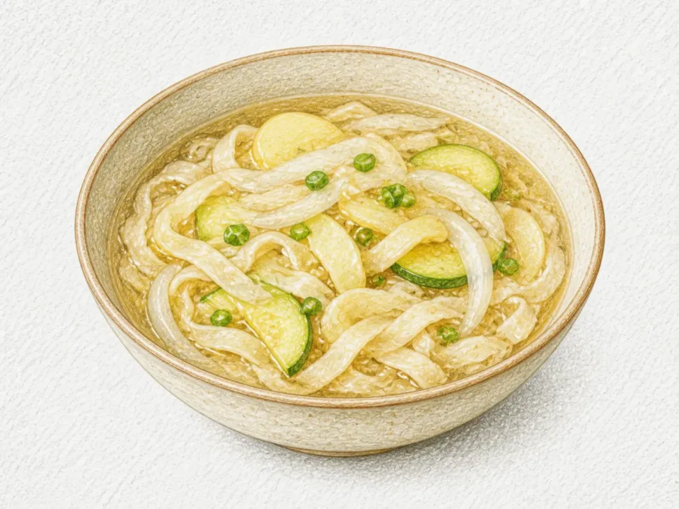 Korean Knife-cut Noodle Soup (Dish illustration)